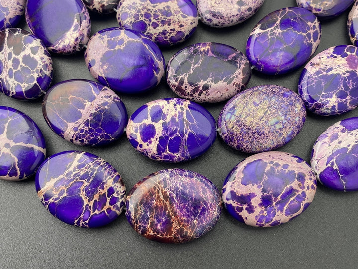 23x30mm purple Sea Sediment oval beads,emperor jasper, Terra Jasper, 15.5"
