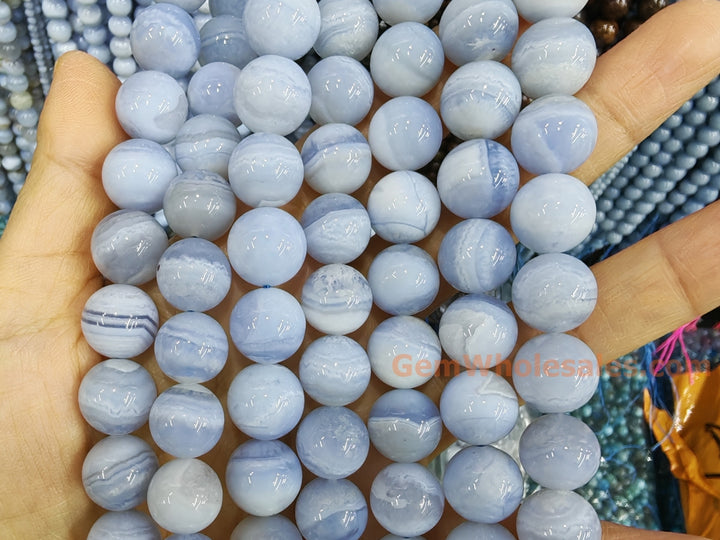 15.5" 12mm natural blue lace Agate Round jewelry beads