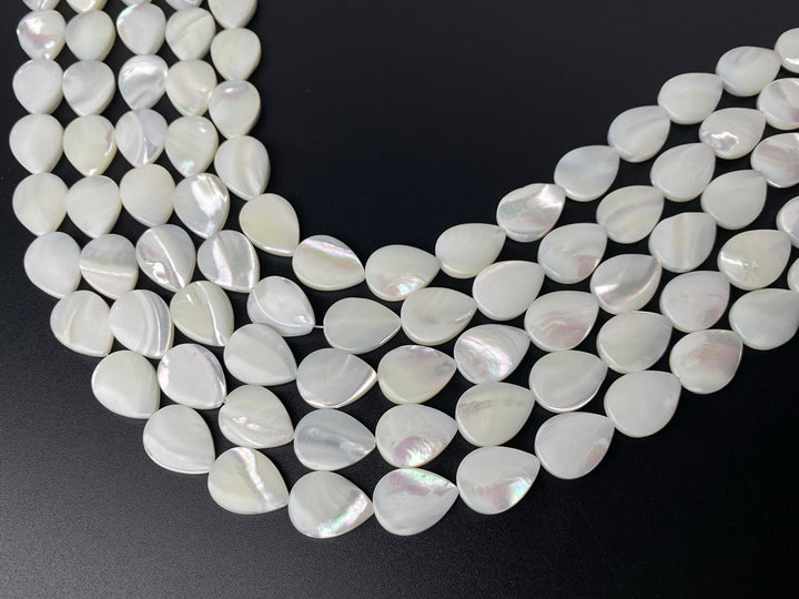 15.5" 13x18mm Natural white mother of pearl(MOP) flat teardrop beads