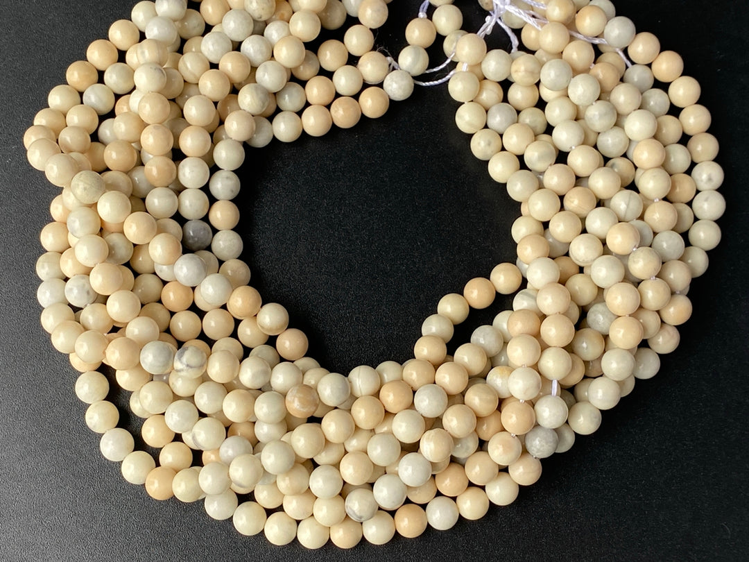 15.5" 8mm Natural Cream beige color Ivory jasper round beads
