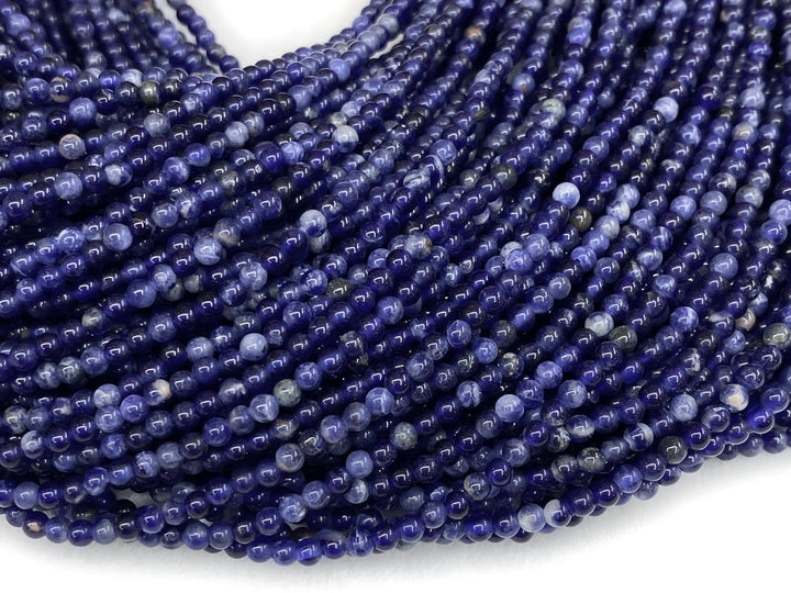 15" 2mm natural sodalite stone tiny round beads