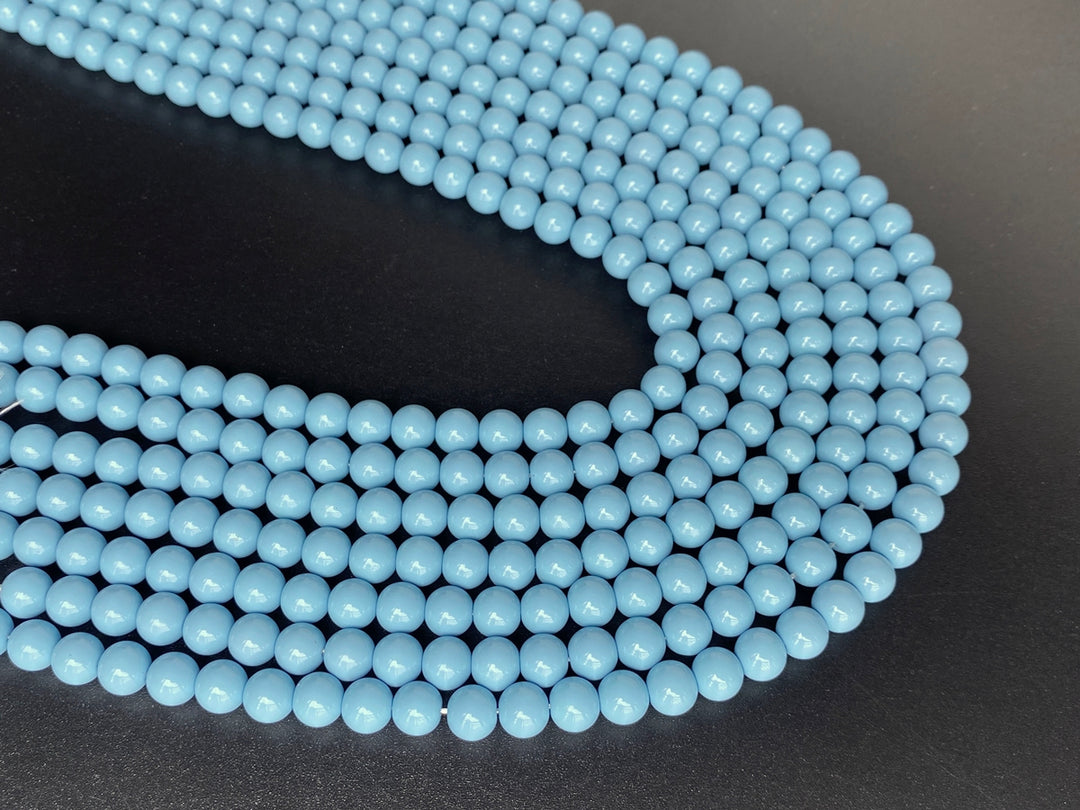 15.5" Glass druk round beads angelite blue 6mm/8mm/10mm