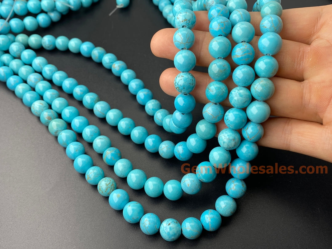 15.5" 10mm Blue howlite stone round beads, 2mm big hole