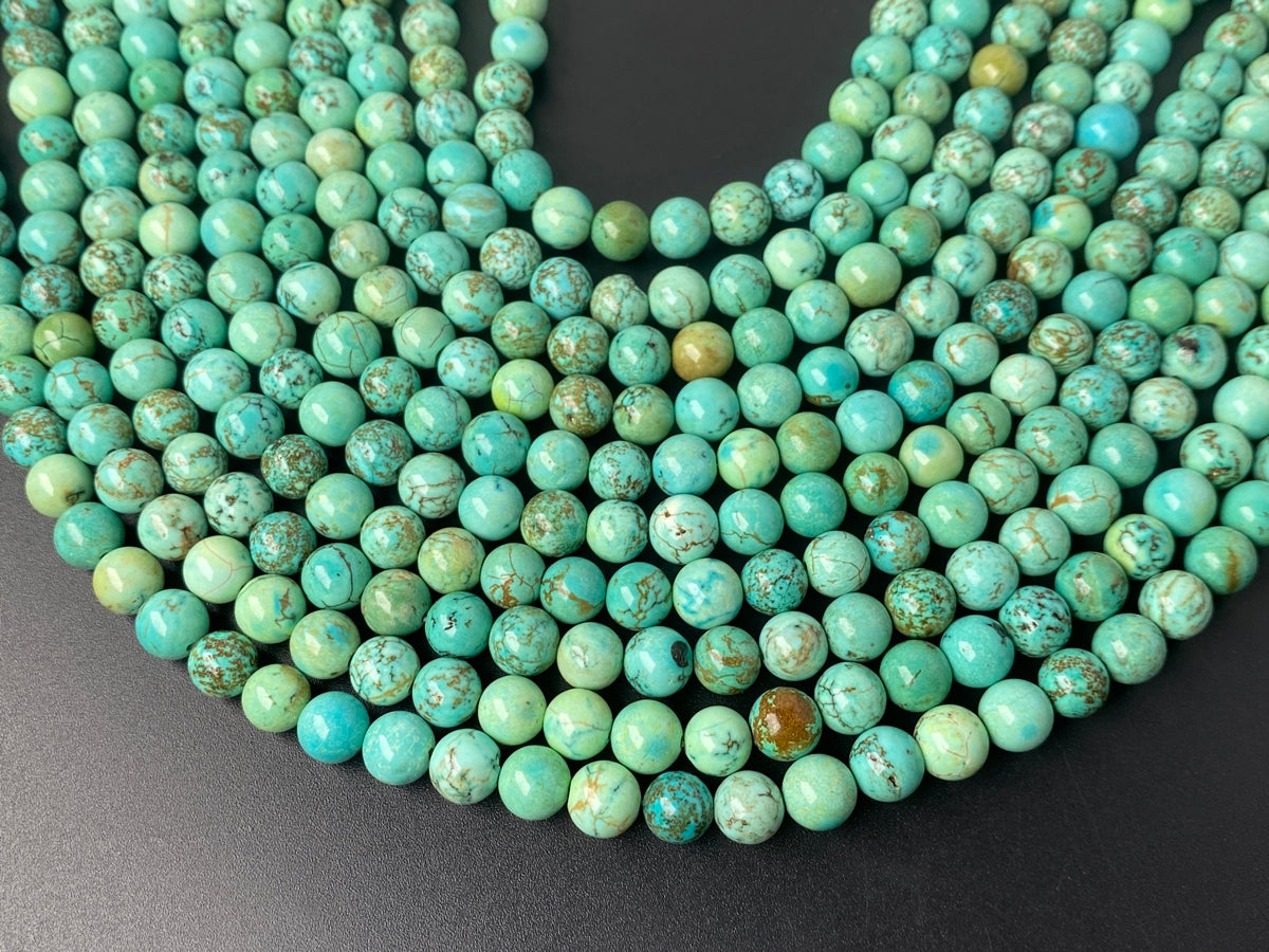 15" 8mm Turquoise greenish Blue howlite round beads