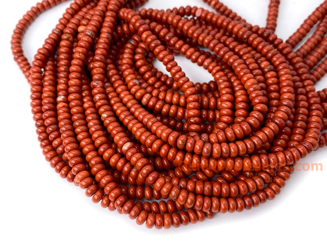 15.5" 2x4mm Natural red jasper rondelle/heishi beads