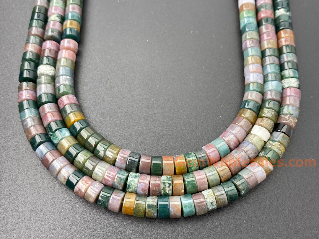 15" 3x6mm Natural Indian agate heishi beads for jewelry making