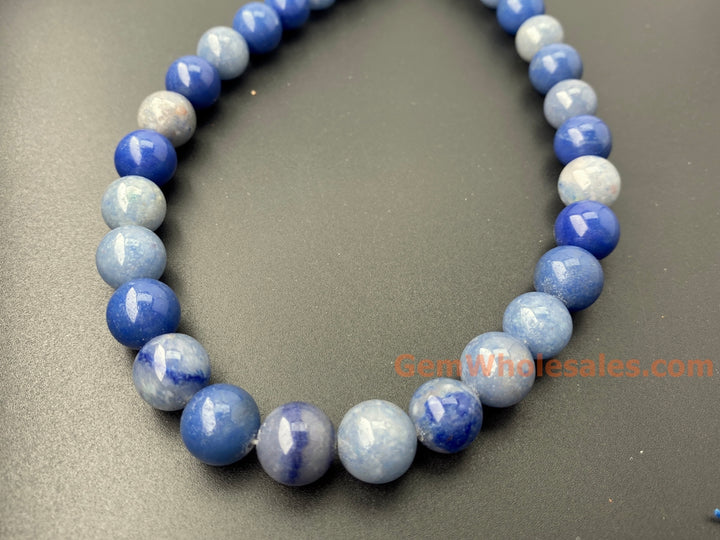15.5" 12mm Natural blue aventurine stone round jewelry beads