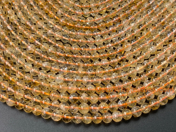 Perles rondes en citrine naturelle de 6 mm, 15,5 pouces, pierre précieuse, pierre semi-précieuse, quartz jaune