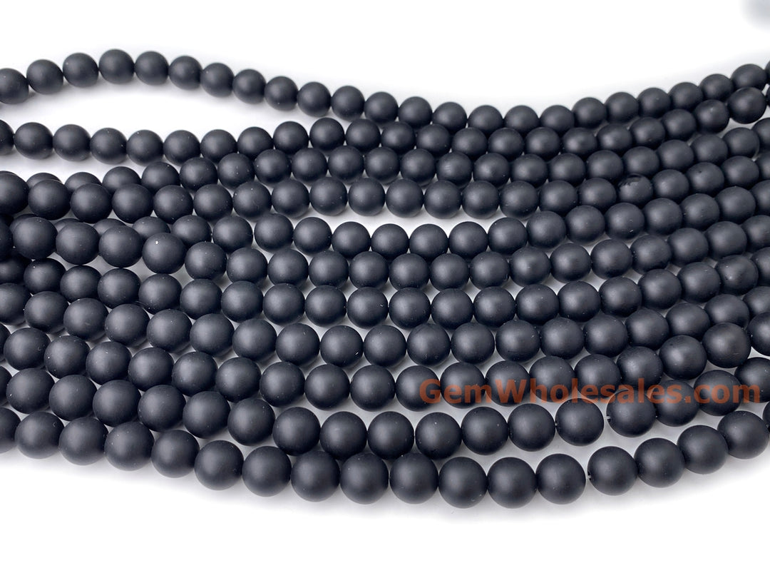 15.5" Matte black onyx 6mm/8mm/10mm/12mm agate round beads