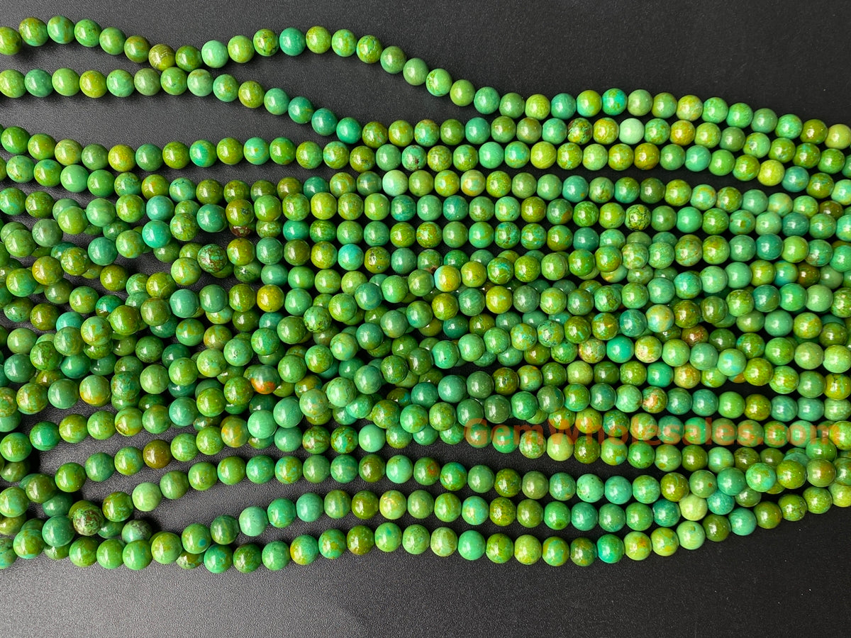 15" 6mm/8mm yellow green howlite turquoise round beads