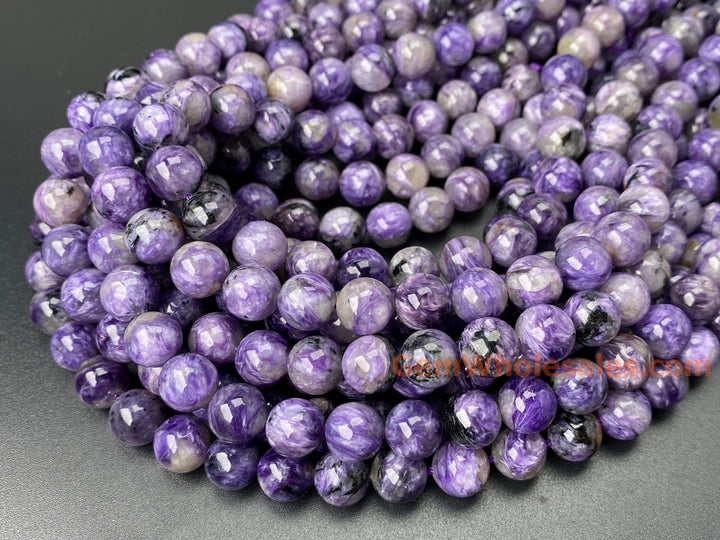 15.5" AA 10mm natural purple charoite stone round beads
