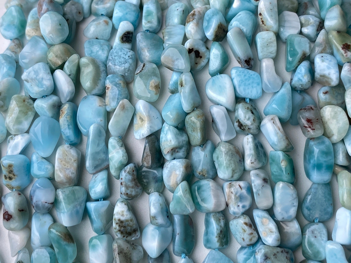 15.5" 6x8mm Natural genuine larimar nuggets gemstone beads