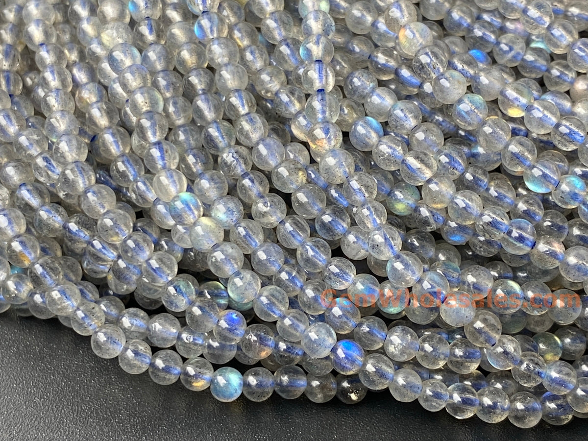 15.5" 3mm AA natural rainbow grey Labradorite stone round beads