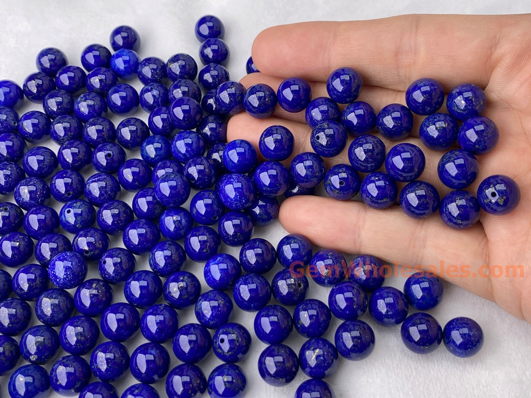 10pcs AAA 10mm natural Lapis lazuli stone round beads halfdrilled