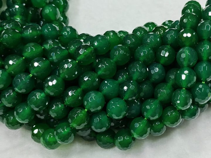 10mm green Agate Round faceted jewelry beads, 15.25"