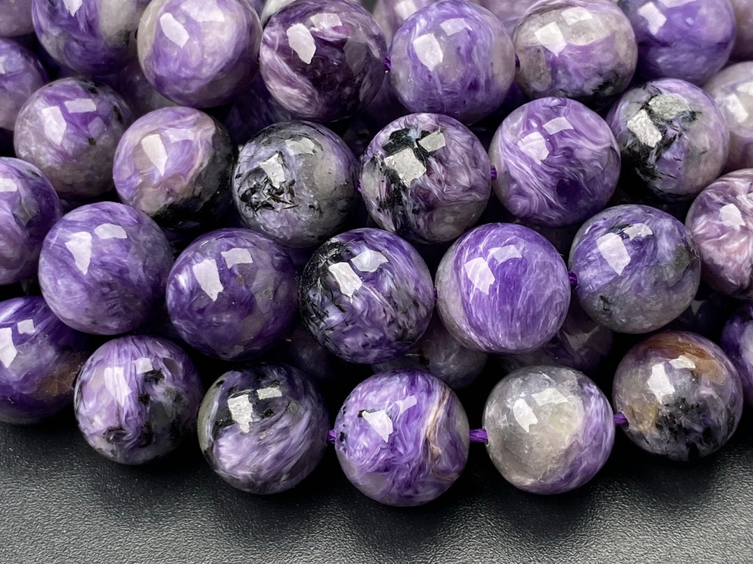 15.5" AA 10mm natural purple charoite stone round beads
