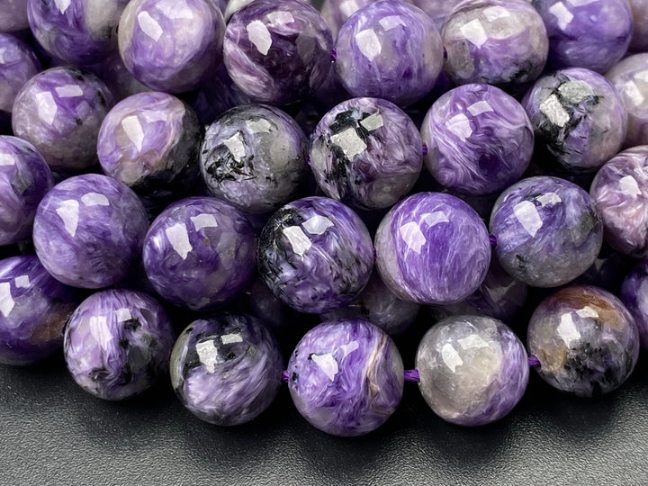 15.5" AA 10mm natural purple charoite stone round beads