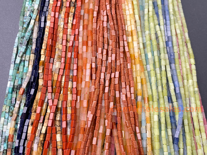 2x4mm Natural orange Aventurine Rectangle Tube Beads, 15"