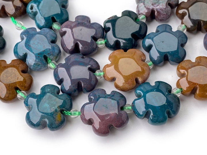 15.5" 15mm/20mm natural ocean jasper flower jewelry beads