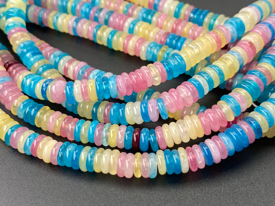 2x6mm multi color jade heishi beads for jewelry making