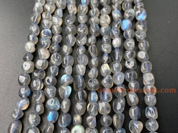 15.5" 6x8mm AA Natural Labradorite stone pebble beads