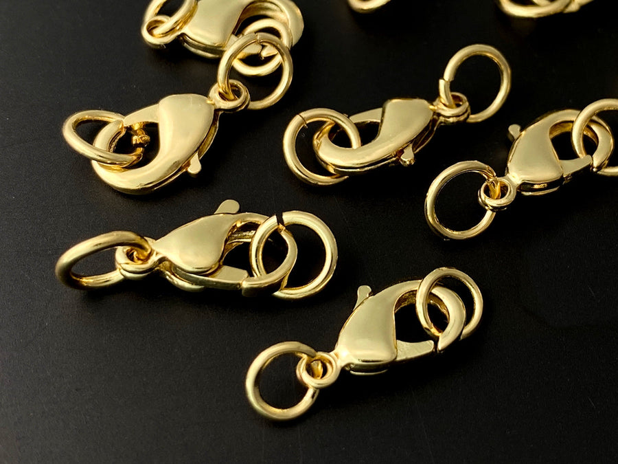 10PCS 10x5mm gold plated brass metal jewelry lobster claw clasps