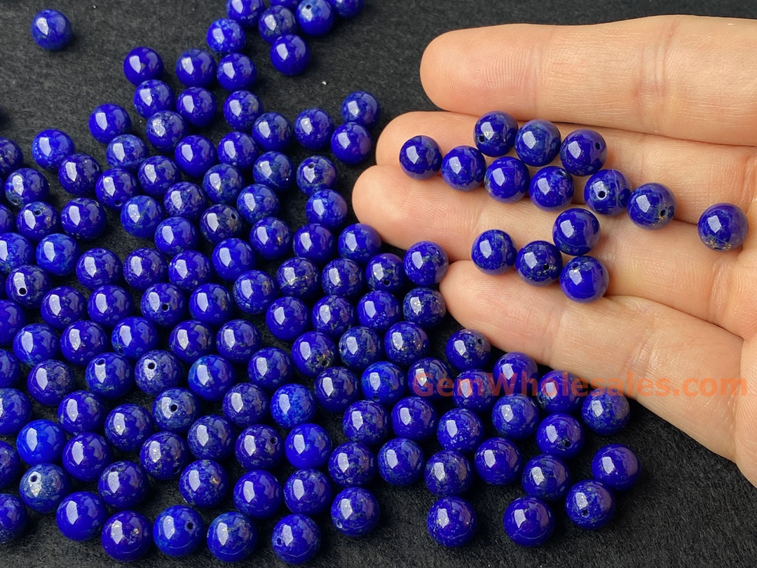 10PCS AAA 8mm natural genuine Lapis lazuli stone round beads halfdrilled