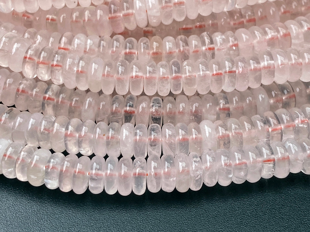 2x6mm rose quartz rondelle beads