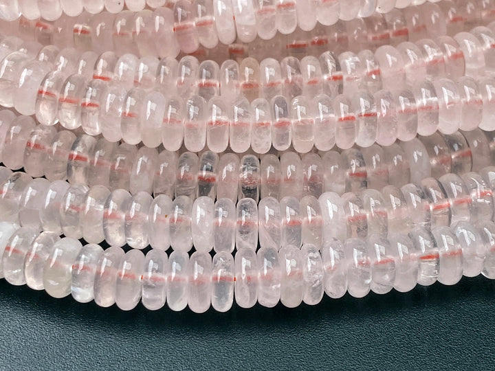 2x6mm rose quartz rondelle beads