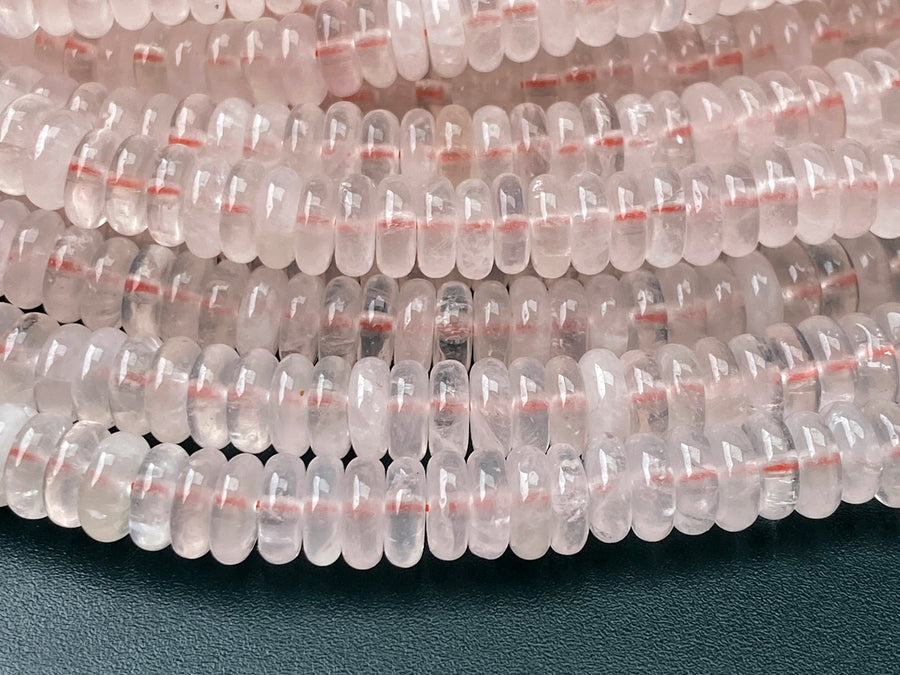 2x6mm rose quartz rondelle beads