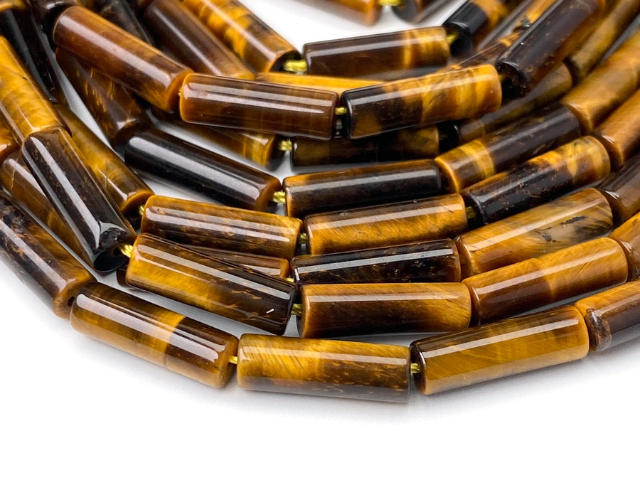 15" 4x13mm natural Yellow tiger eye stone round tube/cylinder beads