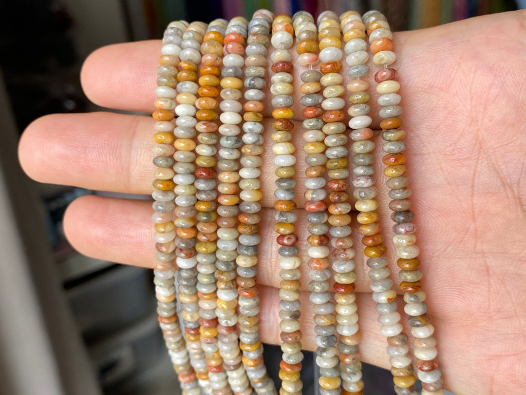 15.5" 2x4mm Natural crazy agate rondelle beads, roundel beads