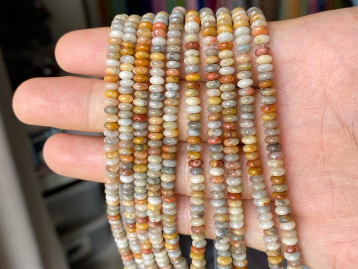 15.5" 2x4mm Natural crazy agate rondelle beads, roundel beads