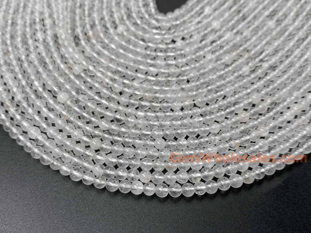 15" 4mm Natural rock crystal quartz round beads with inclusion