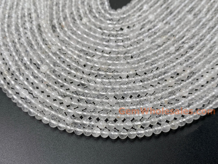 15" 4mm Natural rock crystal quartz round beads with inclusion