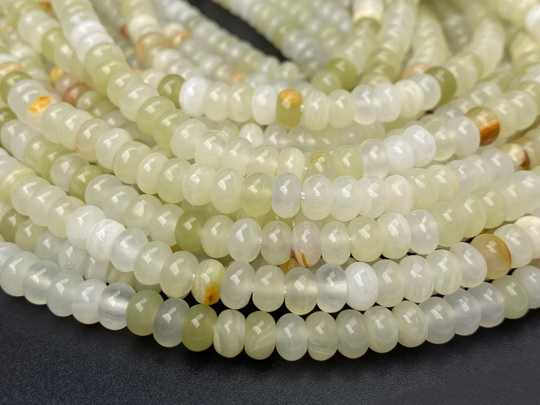 3x6mm green jade rondelle beads