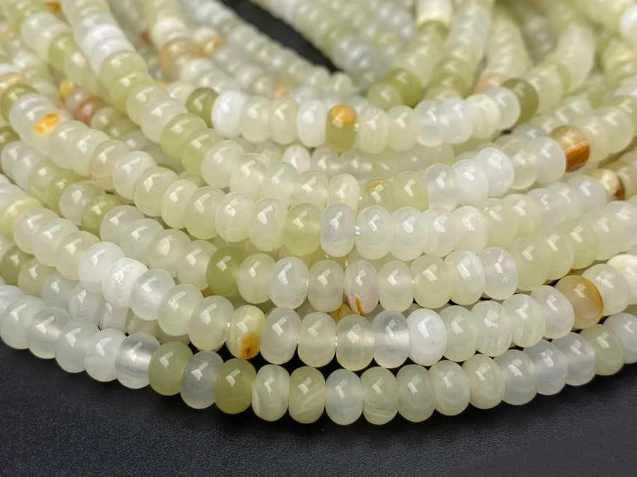 3x6mm green jade rondelle beads