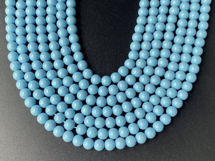 15.5" Glass druk round beads angelite blue 6mm/8mm/10mm