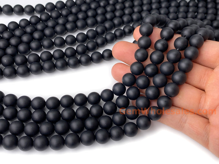 15.5" Matte black onyx 6mm/8mm/10mm/12mm agate round beads
