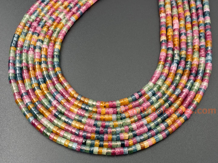 15" 2x4mm Red green Yellow multi color Dyed jade Heishi jewelry beads
