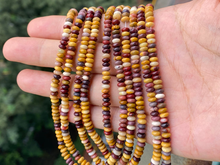 15.5" 2x4mm Natural mookaite stone rondelle beads, roundel beads