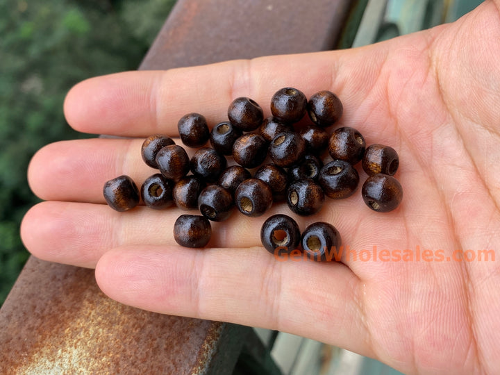 100pcs 8mm Maple Wood chunky round beads, dark brown