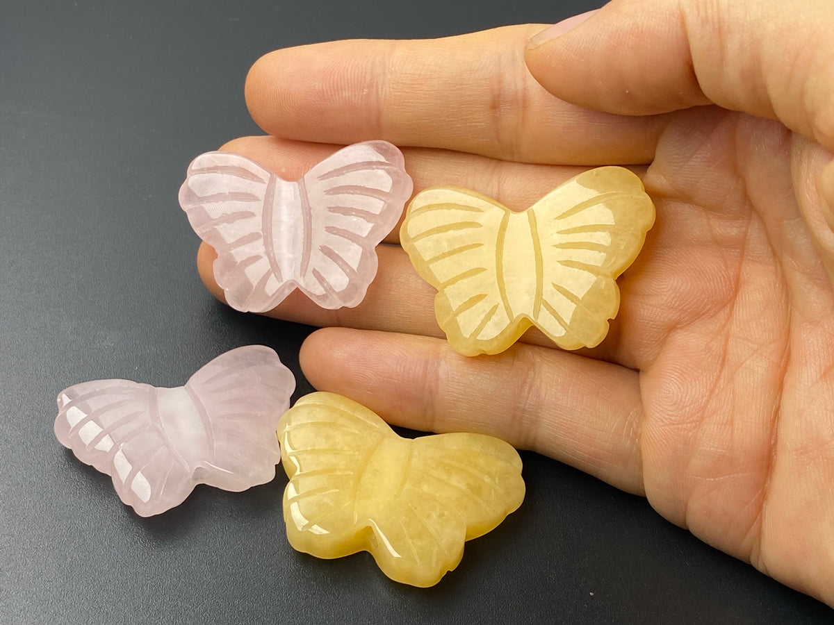 1PC 28x38mm natural Rose quartz carving butterfly pendant