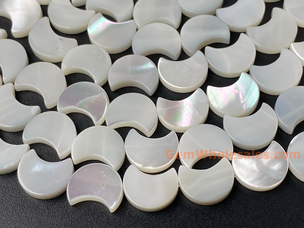 15.5" 9x11mm Natural white MOP moon beads,white mother of pearl