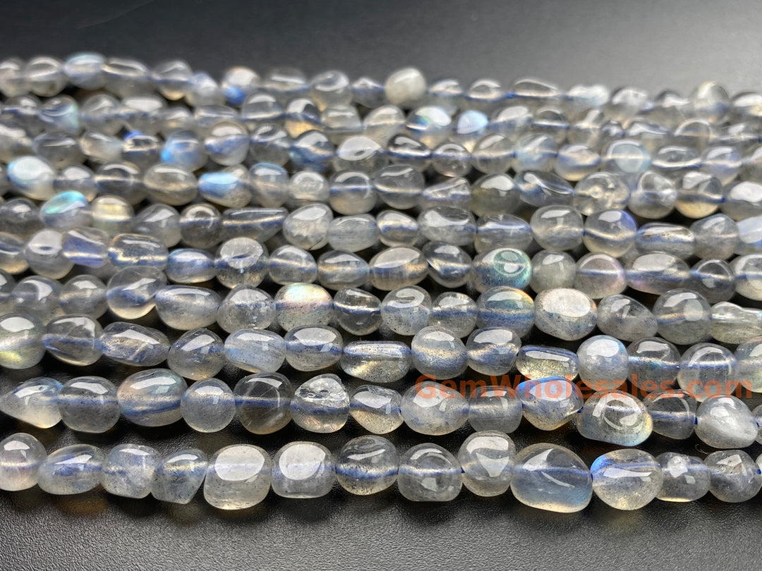 15.5" 6x8mm AA Natural Labradorite stone pebble beads