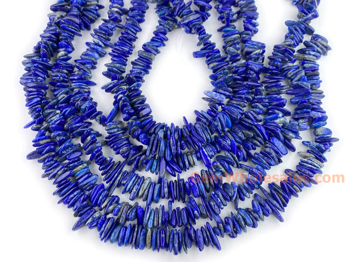 15.5" 9~18mm natural Lapis lazuli stone tooth chips beads, spike