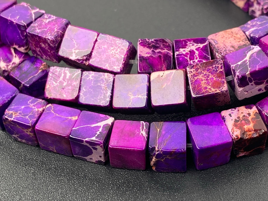 15.5" 6mm  purple Sea Sediment cube beads,emperor jasper cube,purple Aqua Terra Jasper