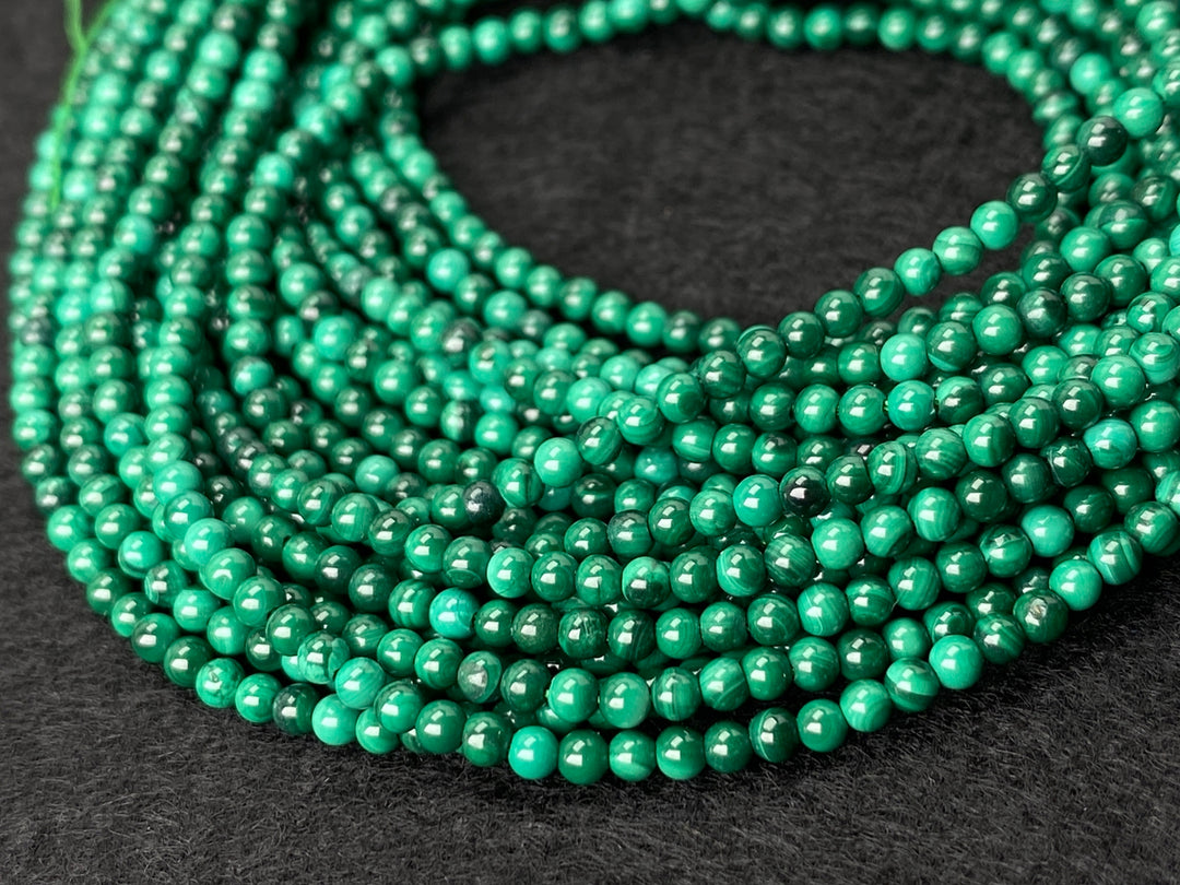 15.5" 2mm Natural green malachite stone tiny round beads