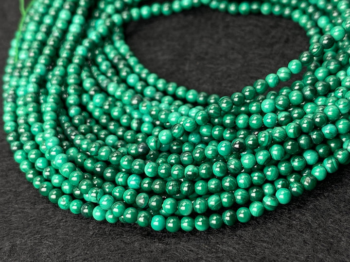 15.5" 2mm Natural green malachite stone tiny round beads
