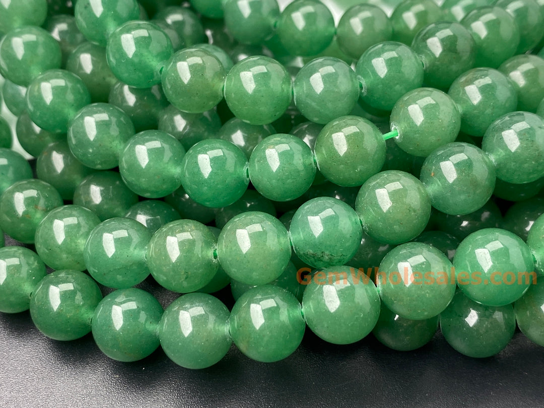 15" 10mm/12mm natural Deep green aventurine round beads
